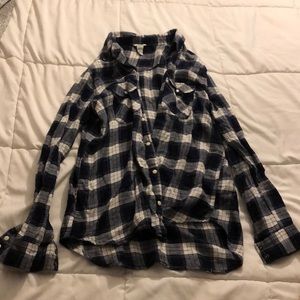 Navy Blue and White Thin Flannel